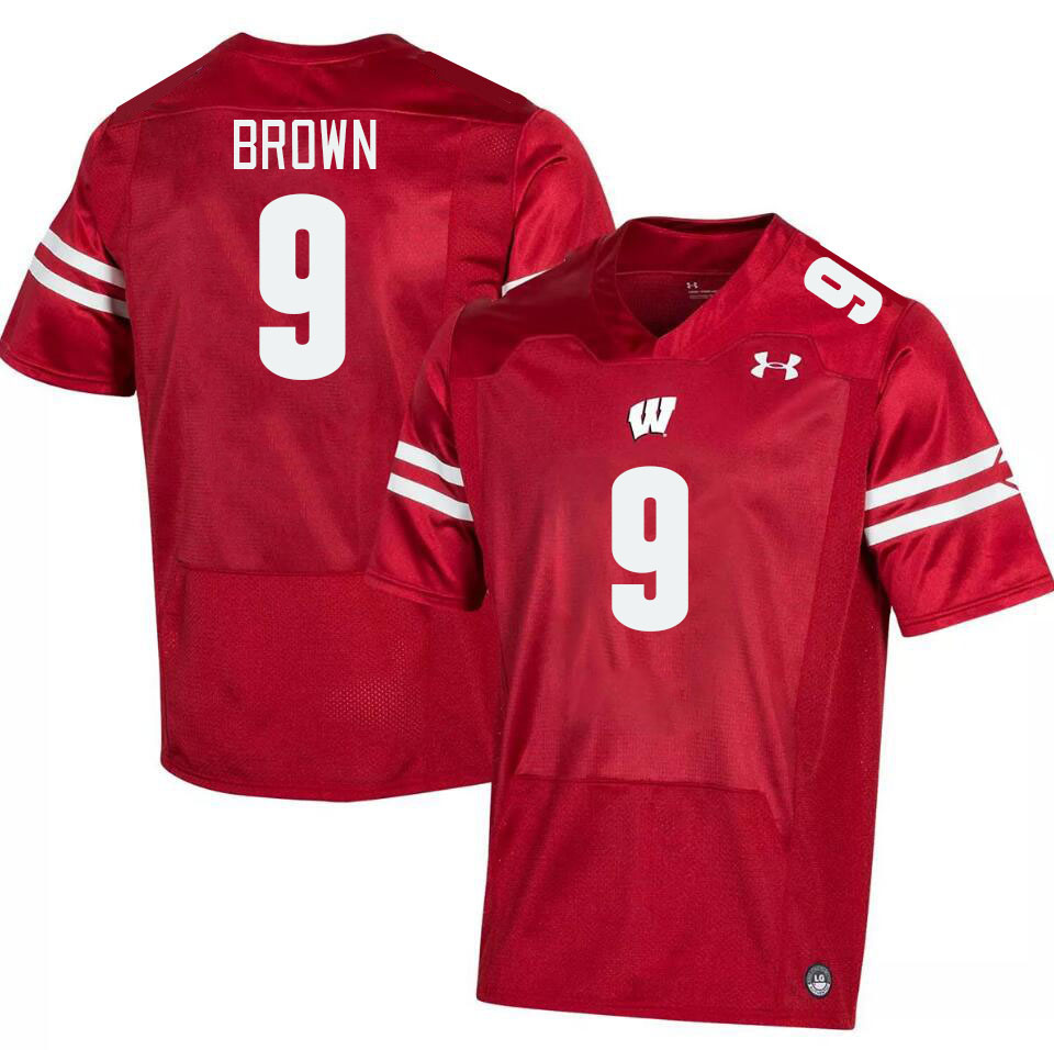 Men #9 Austin Brown Winsconsin Badgers College Football Jerseys Stitched Sale-Red - Click Image to Close